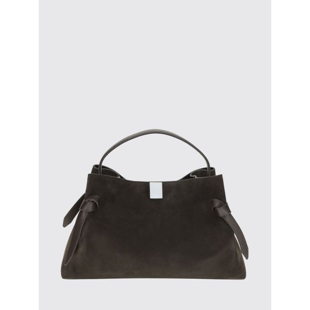 Gyoza Top Handle Bag Yuzefi In Suede Leather With Removable Shoulder Strap